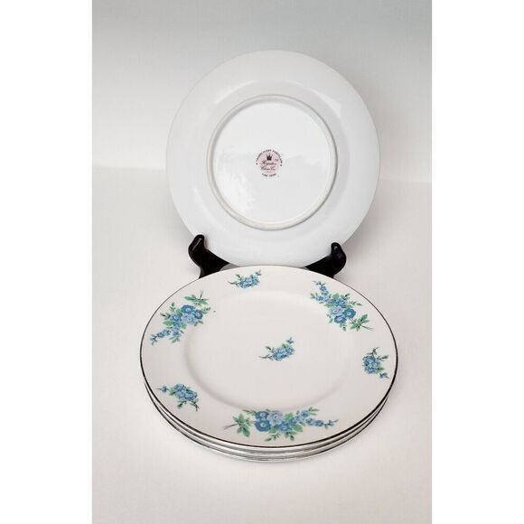 8Pcs set of Royalton Translucent Porcelain Blue Floral Design Cluster Pansies - Picture 9 of 9